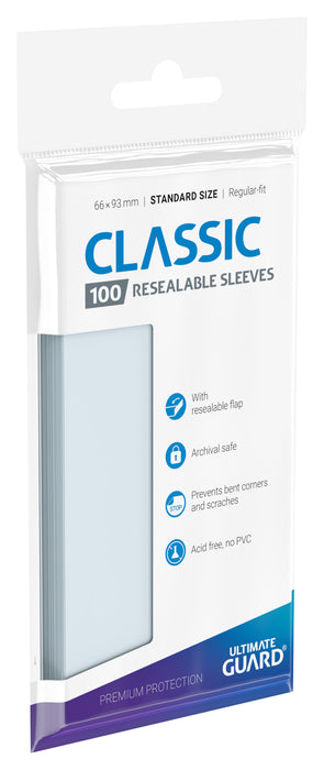 Ultimate Guard Resealable Standard Size Classic Sleeves - Transparent