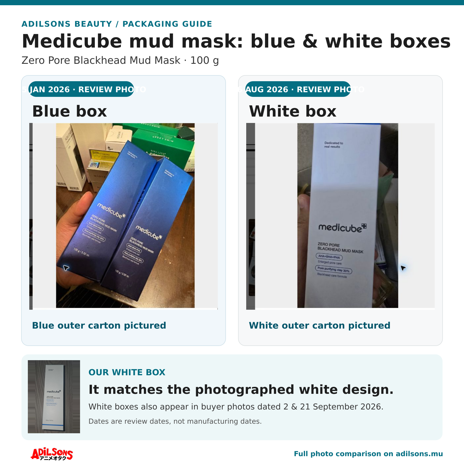 Medicube Zero Pore Blackhead Mud Mask 100 g Packaging Change / Renewal? Blue and White Boxes Compared