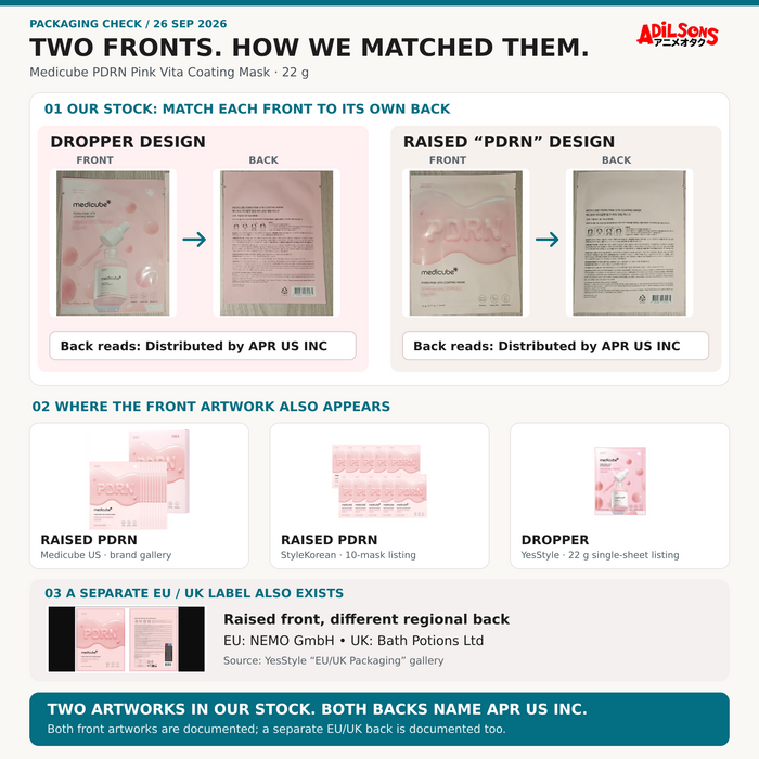 Medicube PDRN Pink Vita Coating Mask 22 g: Why Our Two Pouches Look Different