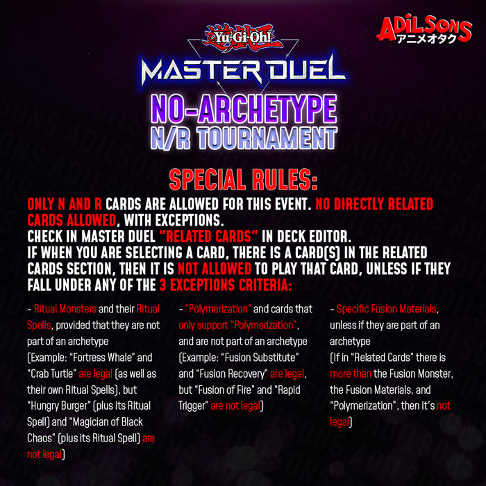 Master Duel No-Archetype Rules Graphic Explanation