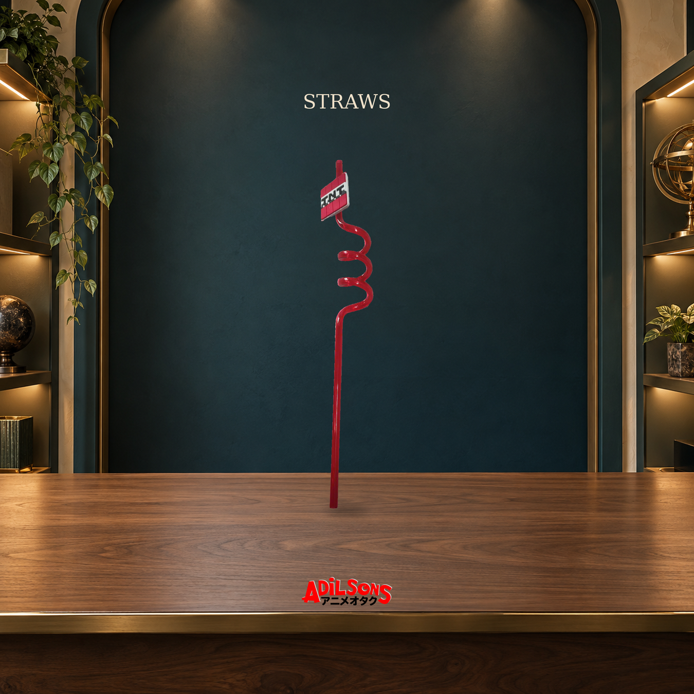Straws: Minecraft TNT Reusable Straw displayed without people.