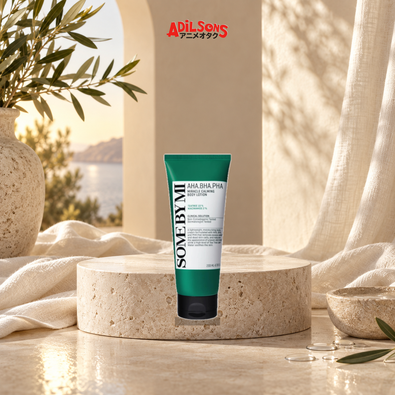 Adilsons Beauty body moisturizer collection featuring an exact bestseller in a faceless premium body-care setting