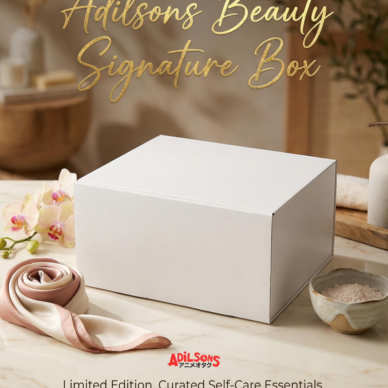Adilsons Beauty Gift Packaging collection display featuring its live product types