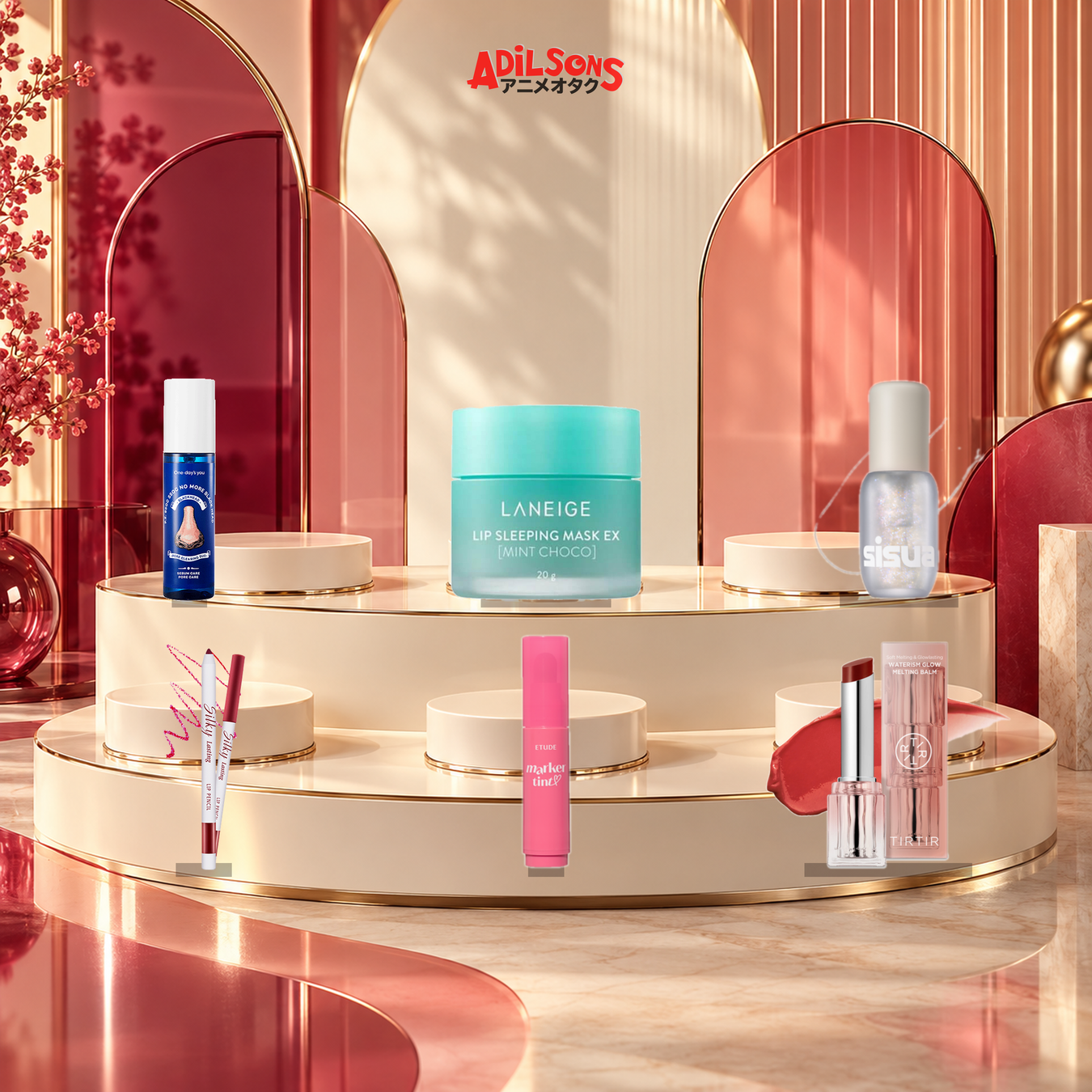 Adilsons Beauty Lip Make Up Collection display featuring all live product types