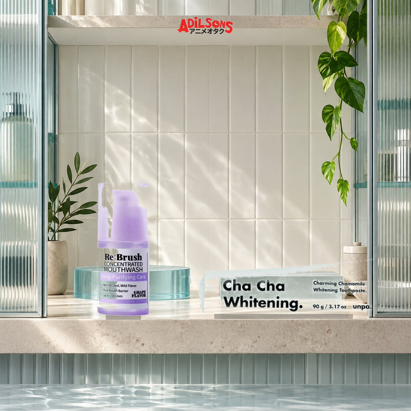 Adilsons Beauty Oral Care collection display featuring all live product types