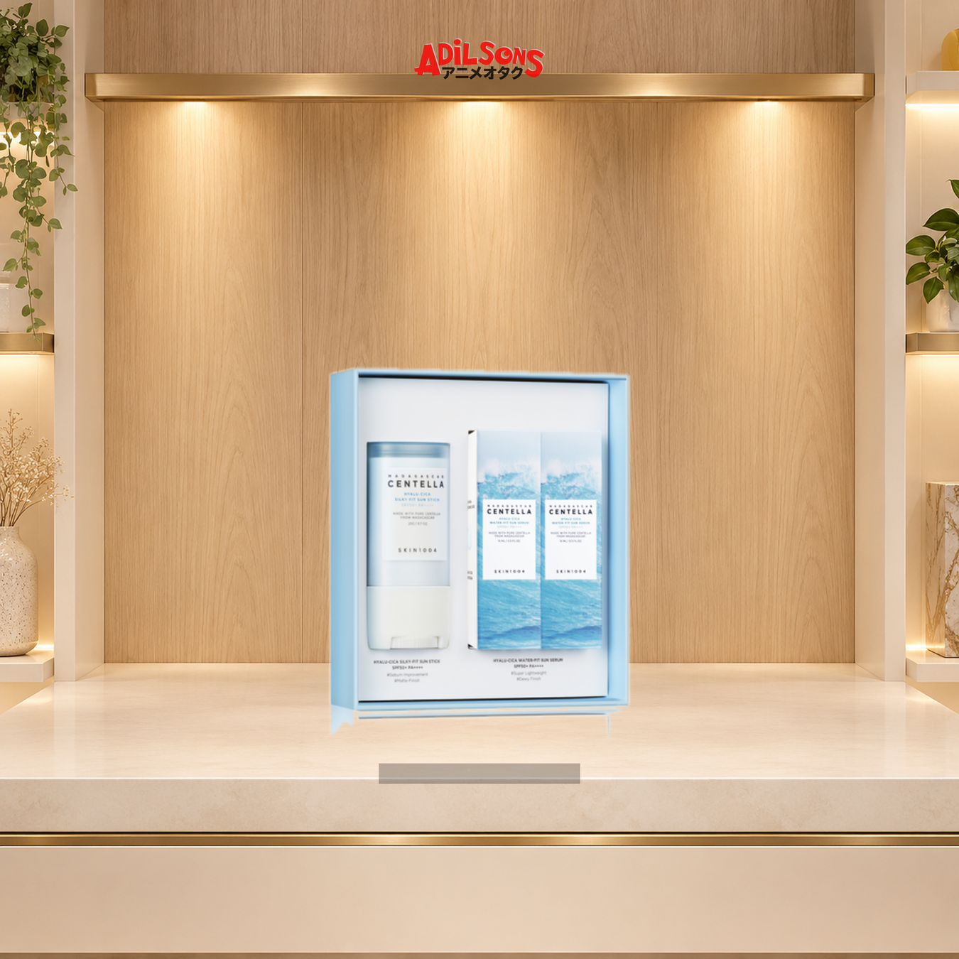Adilsons Beauty Product Sets collection display featuring its live product types