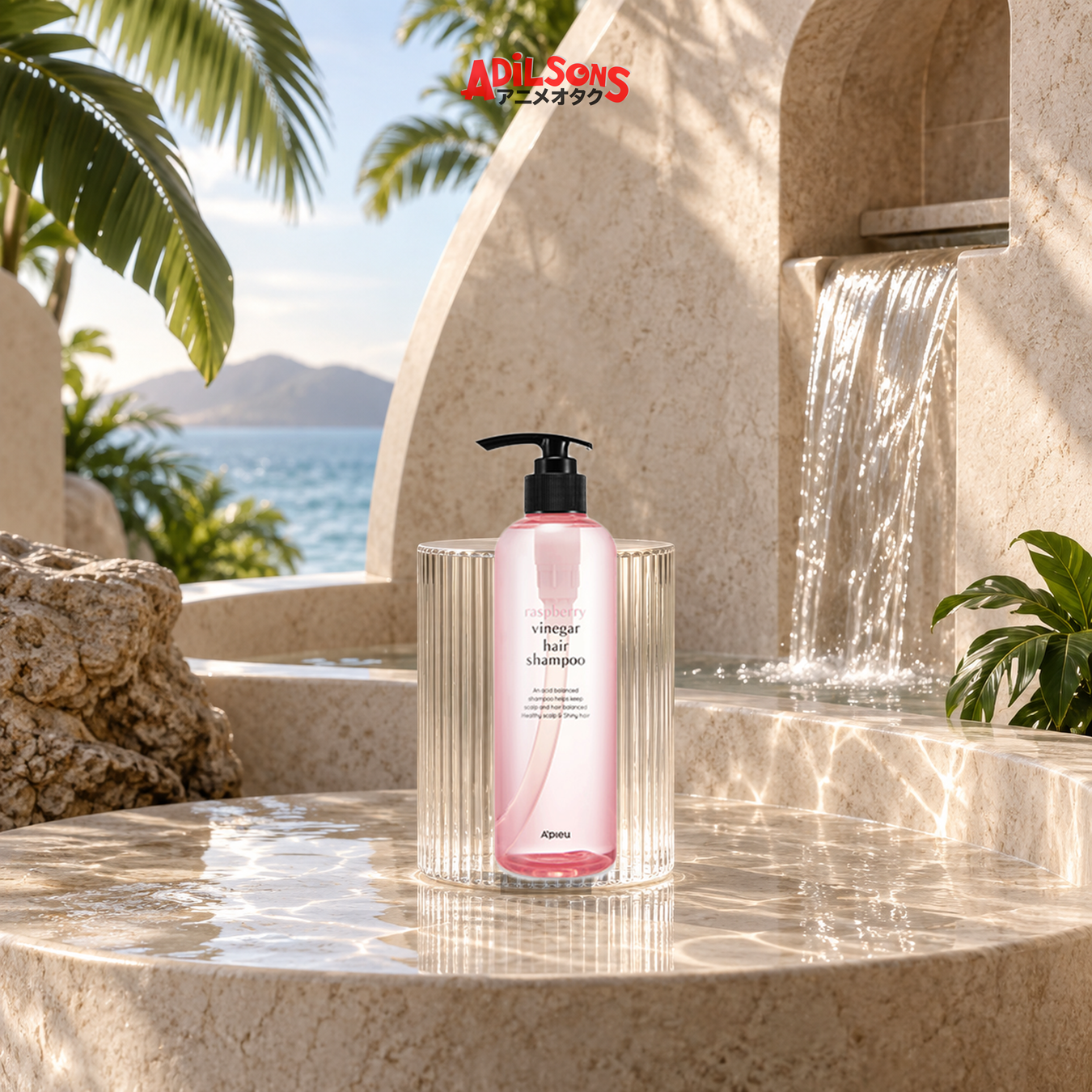 Adilsons Beauty shampoo collection featuring an exact Routine Picks product in a faceless premium wash-station setting
