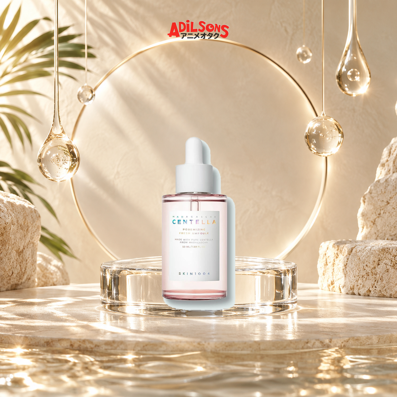 Adilsons essence, serum and ampoule collection featuring an exact bestseller in a faceless premium skincare setting