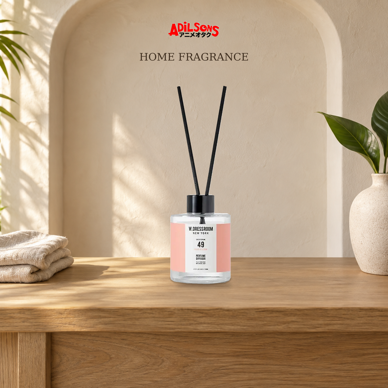 Home Fragrance: Diffuser displayed in a warm, faceless fragrance setting.