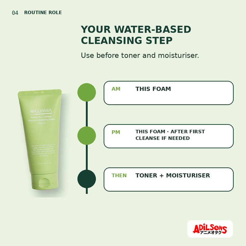 MIGUHARA GREEN TEA CALMING ESSENCE CLEANSING FOAM ORIGIN 120ML — creative 04