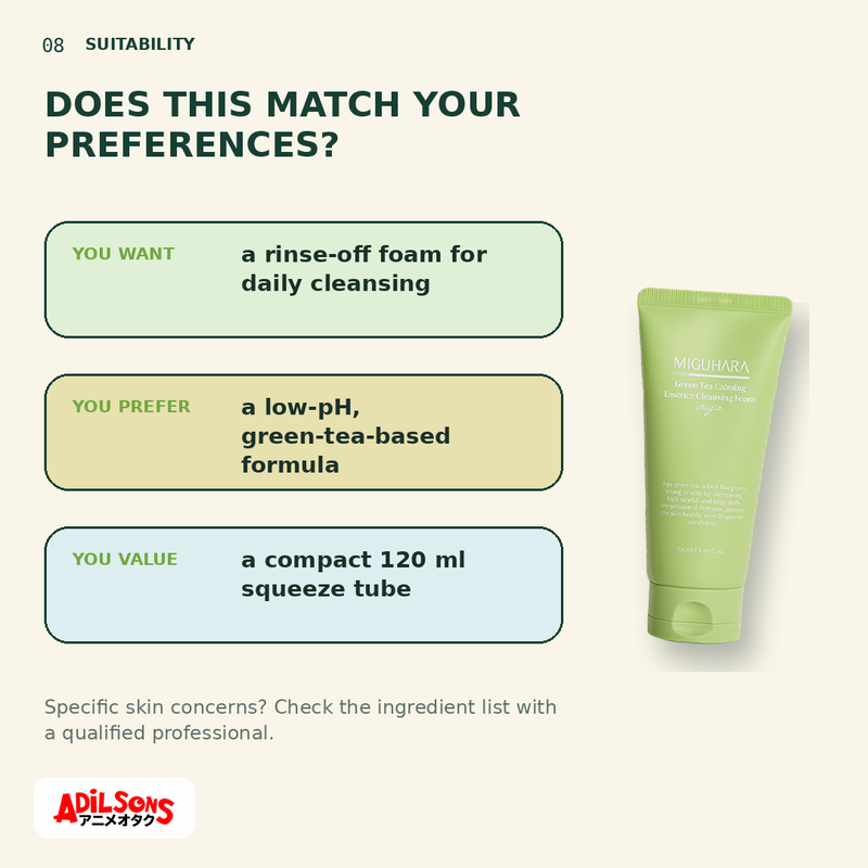 MIGUHARA GREEN TEA CALMING ESSENCE CLEANSING FOAM ORIGIN 120ML — creative 08