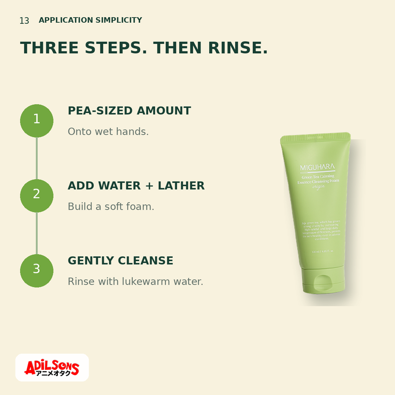 MIGUHARA GREEN TEA CALMING ESSENCE CLEANSING FOAM ORIGIN 120ML — creative 13
