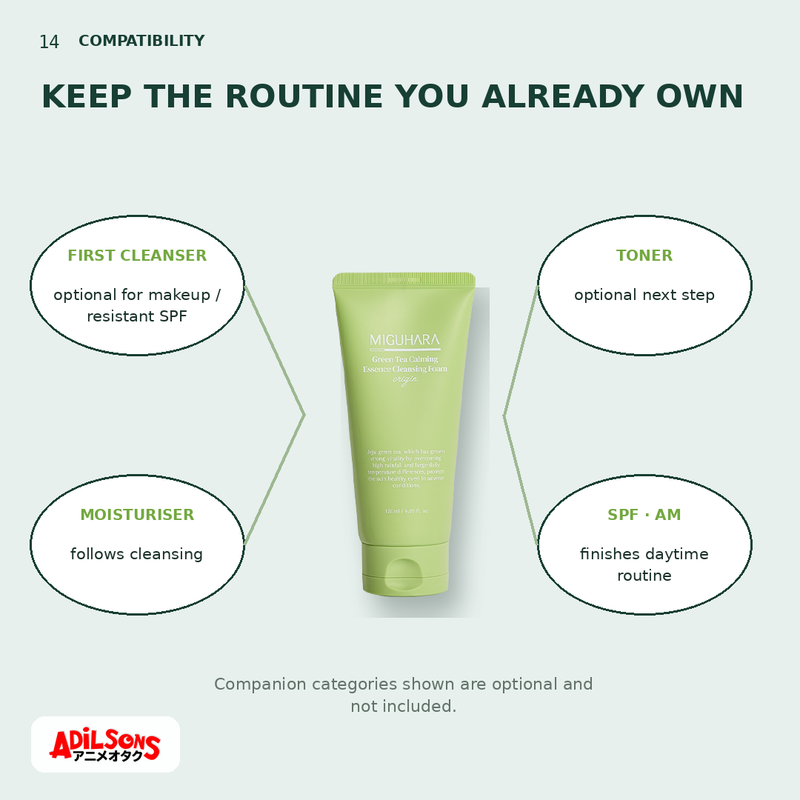 MIGUHARA GREEN TEA CALMING ESSENCE CLEANSING FOAM ORIGIN 120ML — creative 14