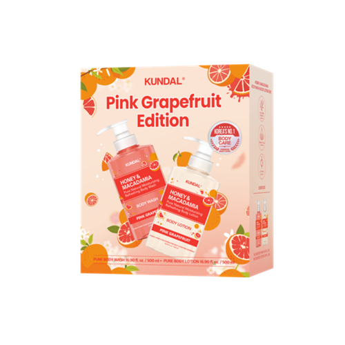 KUNDAL PINK GRAPEFRUIT EDITION - HONEY & MACADAMIA BODY WASH 500ML+LOTION 500ML
