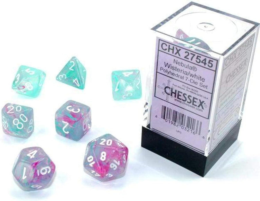 Chessex Mini Nebula Polyhedral 7 Die Set Wisteria White