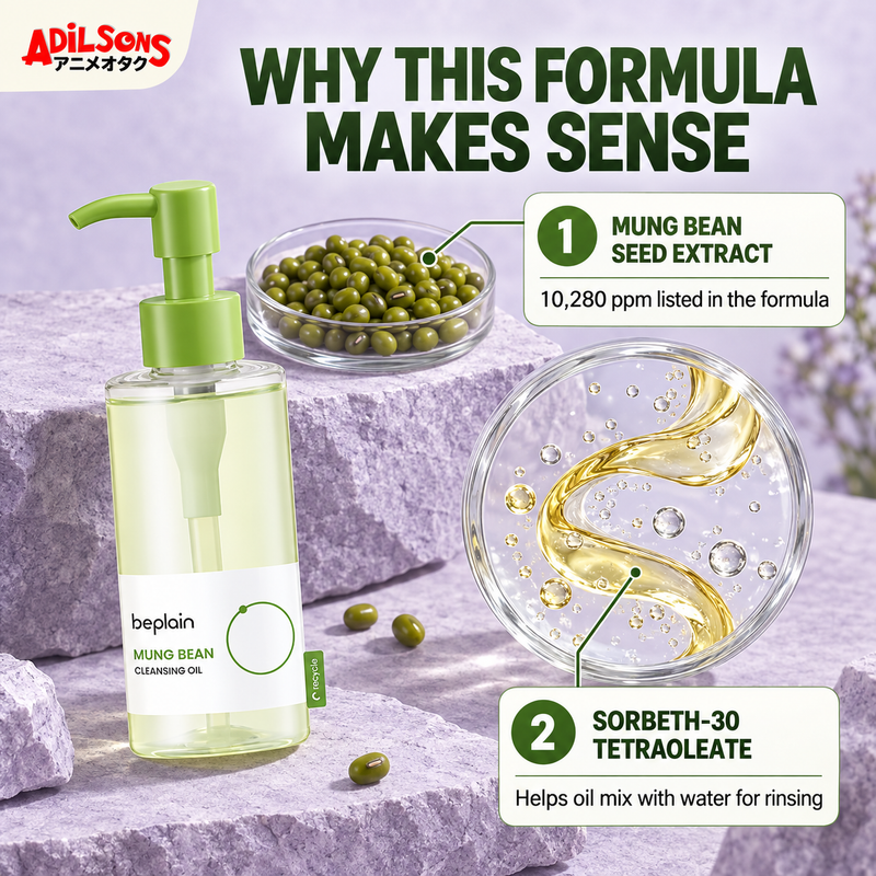 beplain Mung Bean Cleansing Oil 200ml — Formulation rationale