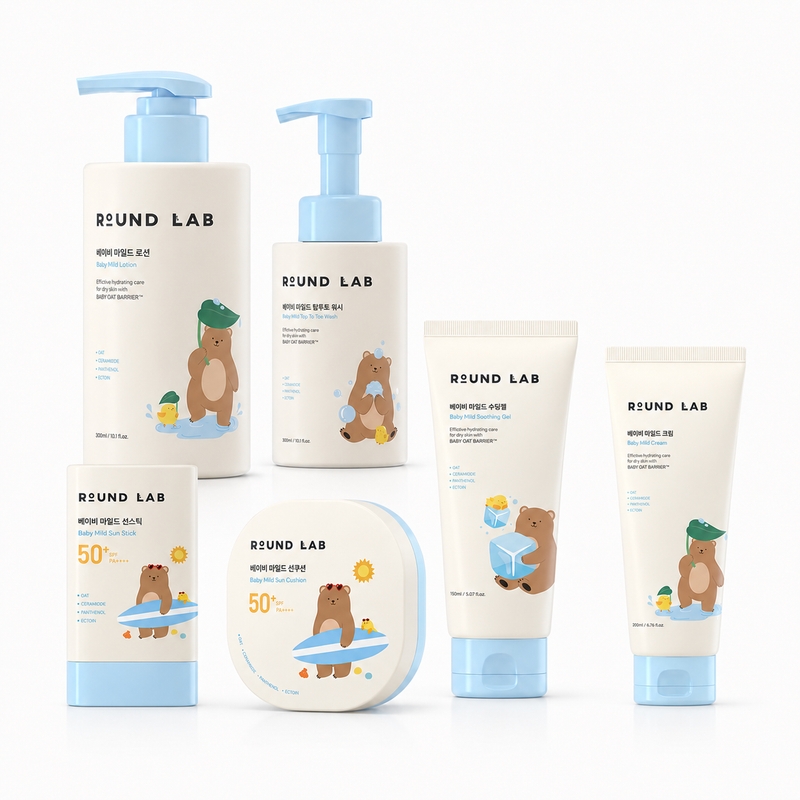 Adilsons Curated 6-Piece Gentle Baby Mild Skincare & Sun Care Routine – Cleanser, Cream, Lotion, Soothing Gel, Sun Cushion & Sun Stick Set for Delicate, Sensitive Skin