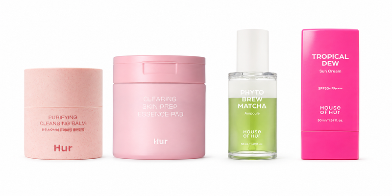 Adilsons Curated 4-Piece Soothing & Barrier-Balancing Routine for Sensitive, Dehydrated Skin with Mild Irritation – Cleansing Balm, Clearing Toner Pad, Matcha Ampoule & Dew Sun Cream
