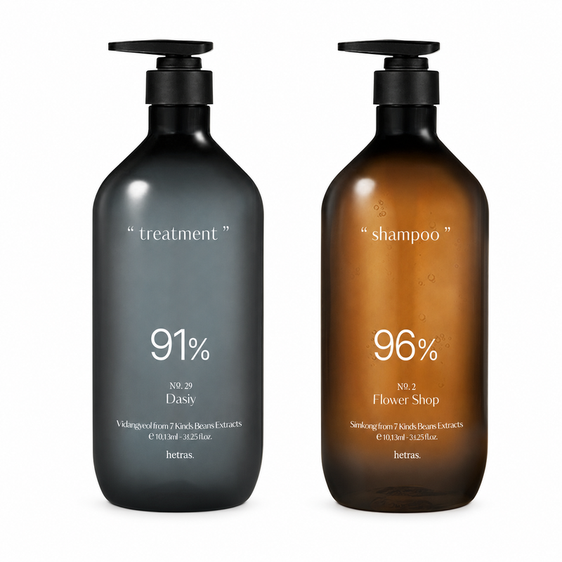 Adilsons Curated 2-Piece Hair Care Set for Dry, Frizz-Prone Hair – Hetras Anti-Hair Loss Shampoo & Treatment; Complete Scalp and Length Care Pair
