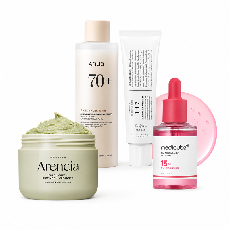 Adilsons Curated 4-Piece K-Beauty Recovery & Barrier Set for Oily, Dehydrated Skin with Controlled Breakouts and Lingering Post-Breakout Marks