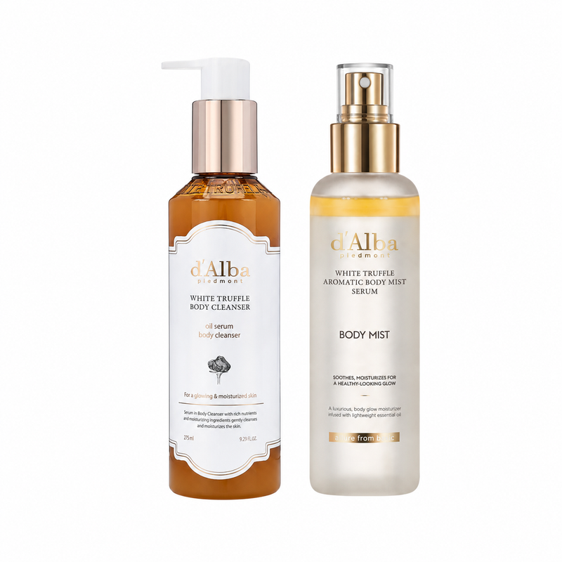 d'Alba 2-Piece White Truffle Body Care Set – Nourishing Oil Serum Body Cleanser & Aromatic Mist Serum for Dry Skin