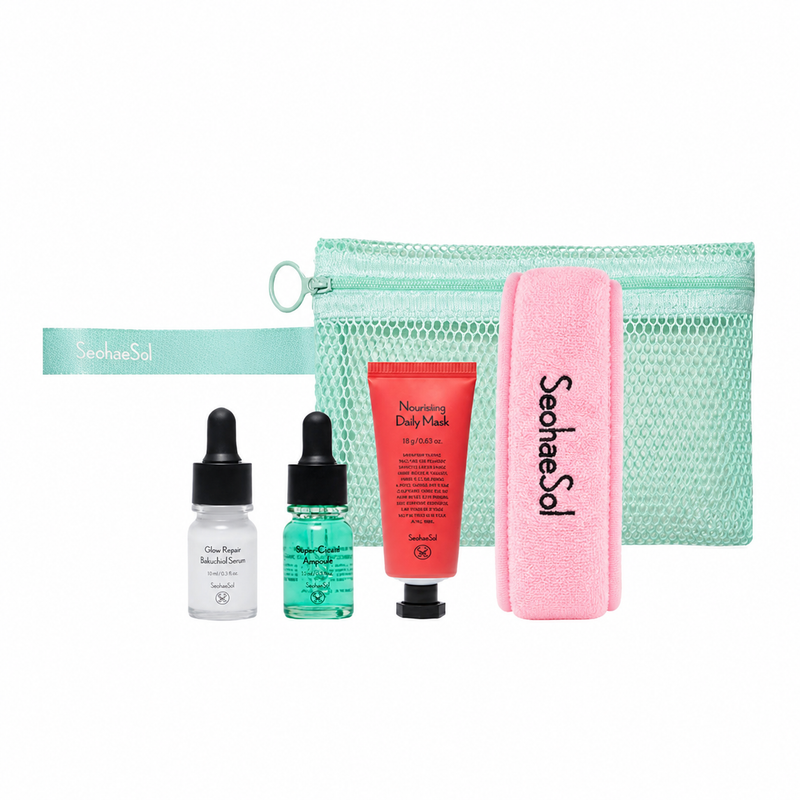 SeohaeSol Travel Kit (Regen Crystal Ampoule 10ml+Glow Repair Bakuchiol Serum 10ml+Nourising Daily Mask 30ml)