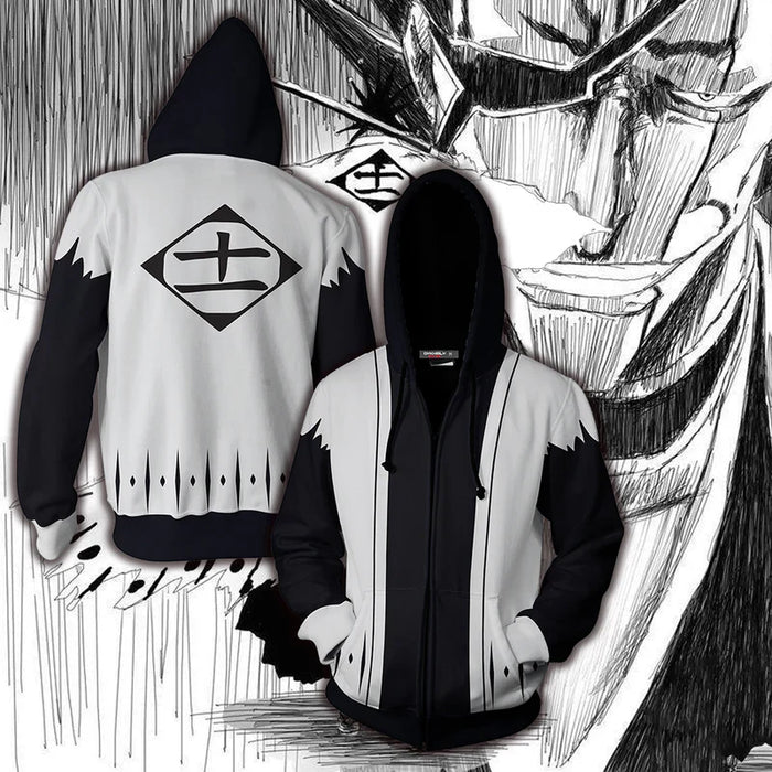 Bleach Kenpachi Zaraki 11th Division Cosplay Zip Up Hoodie Jacket