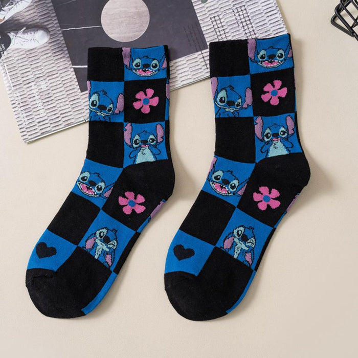 Stitch Socks Black with Flower