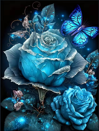 Diamond Painting Blue Flower