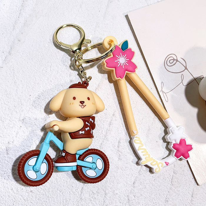 Sanrio Pompompurin Bicycle PVC Keychain