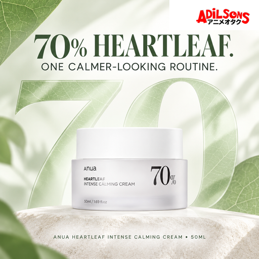 Anua Heartleaf 70% Intense Calming Cream 50ml ad: 70% Heartleaf. One Calmer-Looking Routine.