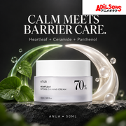 Anua Heartleaf 70% Intense Calming Cream 50ml ad: Calm Meets Barrier Care.