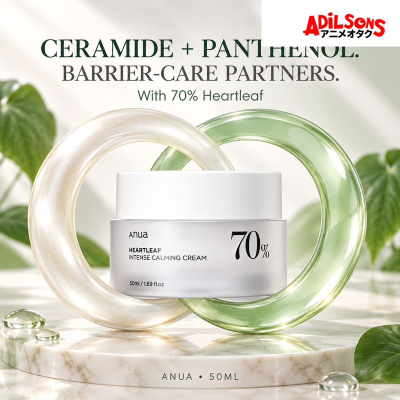 Anua Heartleaf 70% Intense Calming Cream 50ml ad: Ceramide + Panthenol. Barrier-Care Partners.
