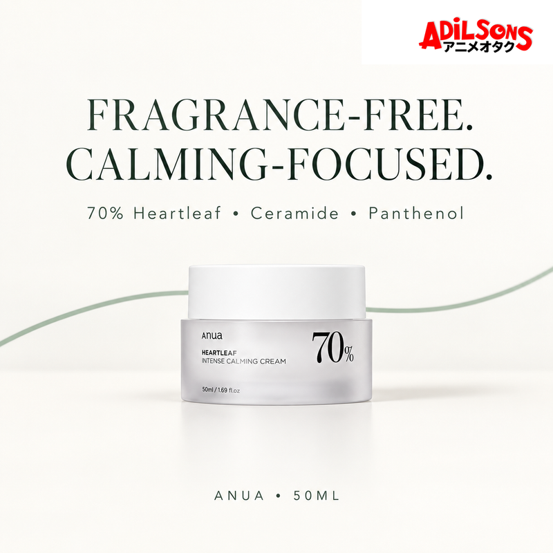 Anua Heartleaf 70% Intense Calming Cream 50ml ad: Fragrance-Free. Calming-Focused.