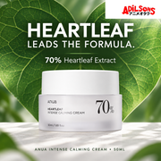 Anua Heartleaf 70% Intense Calming Cream 50ml ad: Heartleaf Leads The Formula.