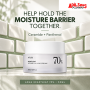 Anua Heartleaf 70% Intense Calming Cream 50ml ad: Help Hold The Moisture Barrier Together.