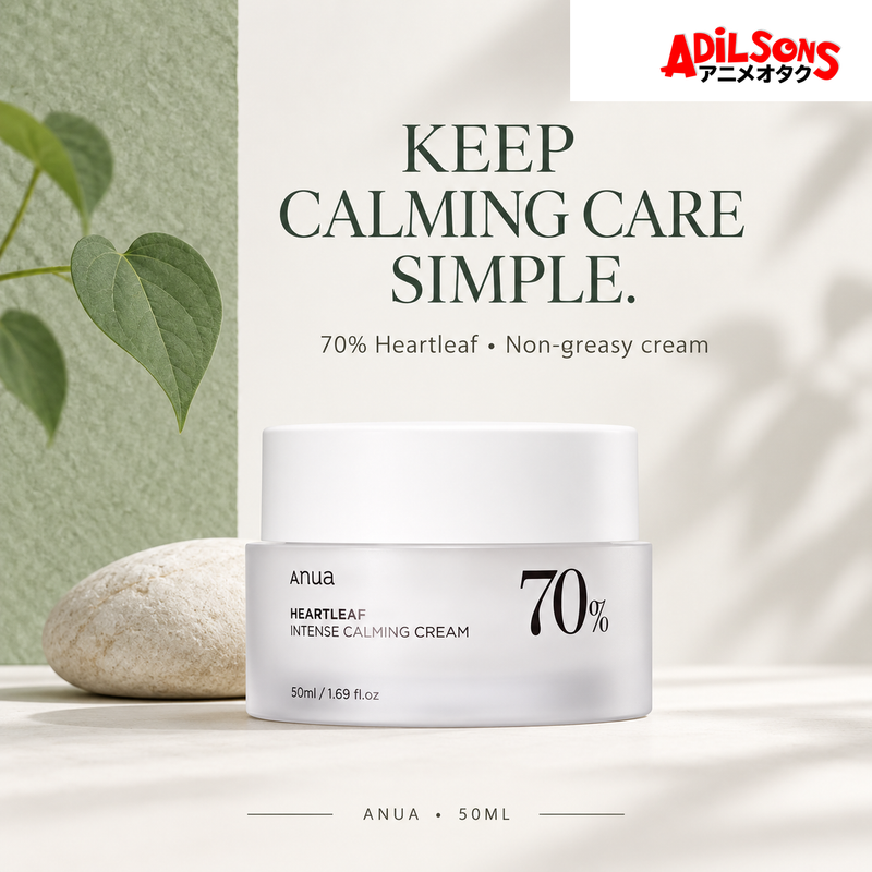 Anua Heartleaf 70% Intense Calming Cream 50ml ad: Keep Calming Care Simple.