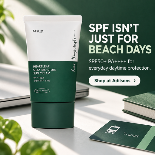 Anua Heartleaf Silky Moisture SunCream 50ml ad slot 01 — SPF ISN'T JUST FOR BEACH DAYS
