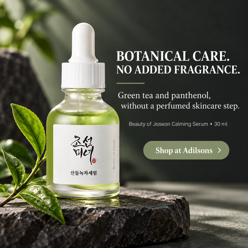 Beauty of Joseon Calming Serum 30 ml — botanical care without added fragrance. Shop at Adilsons.