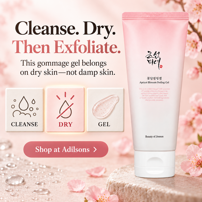Adilsons Beauty | 8112880582837 | slot 06 | Cleanse. Dry. Then Exfoliate.