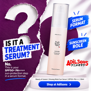 Beauty of Joseon Ginseng Moist Sun Serum SPF50+ PA++++ 50ml — sunscreen role, serum format; Adilsons creative slot 12