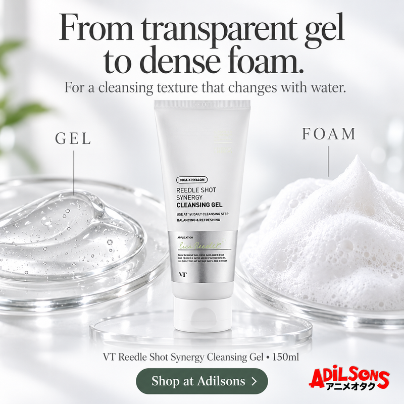 Adilsons Beauty ad for VT Reedle Shot Synergy Cleansing Gel150ml: From transparent gel to dense foam.