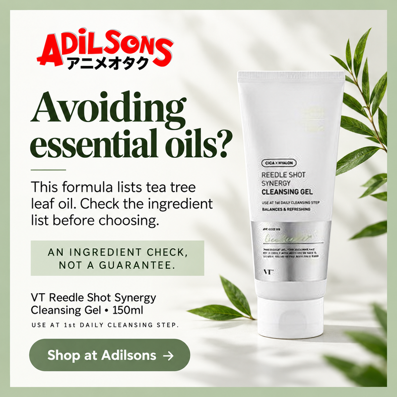 Adilsons Beauty ad for VT Reedle Shot Synergy Cleansing Gel150ml: Avoiding essential oils?