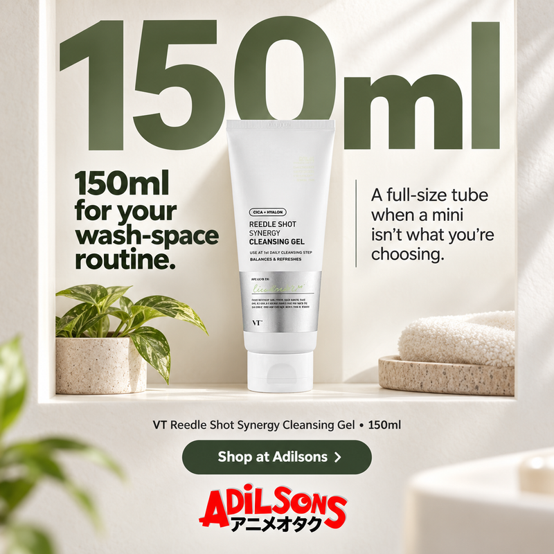 Adilsons Beauty ad for VT Reedle Shot Synergy Cleansing Gel150ml: 150ml for your wash-space routine.