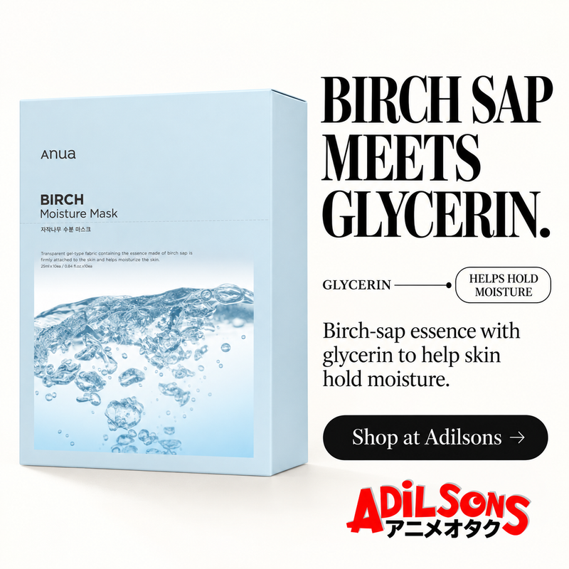Anua Birch Moisture Mask box: BIRCH SAP MEETS GLYCERIN.