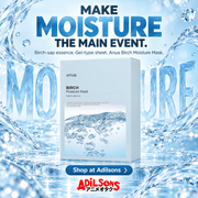Anua Birch Moisture Mask box: MAKE MOISTURE THE MAIN EVENT.
