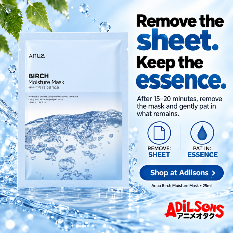 Anua Birch Moisture Mask 25ml individual sheet - Common mistake: Remove the sheet. Keep the essence.