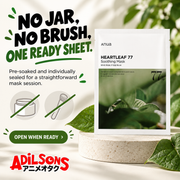Adilsons creative for Anua Heartleaf 77 Soothing Mask 25ml: NO JAR. NO BRUSH. ONE READY SHEET.