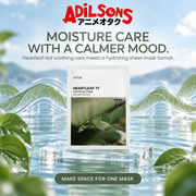 Adilsons creative for Anua Heartleaf 77 Soothing Mask 25ml: MOISTURE CARE WITH A CALMER MOOD.