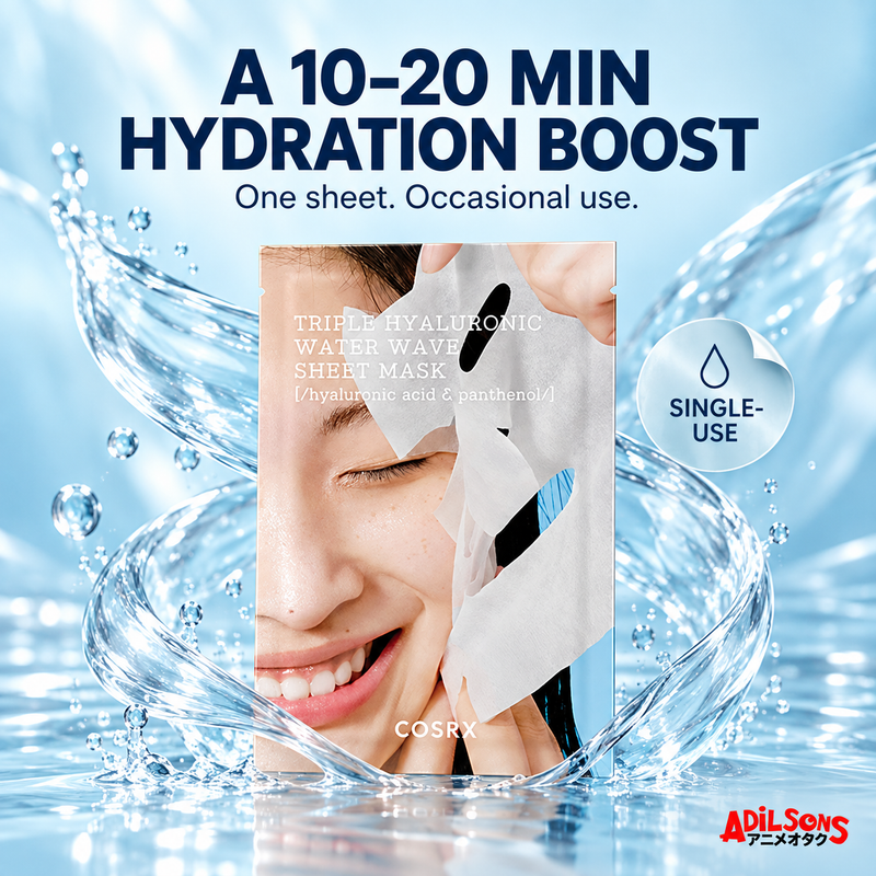 COSRX Hydrium Triple Hyaluronic Water Wave Sheet Mask — core benefit | Adilsons creative 1